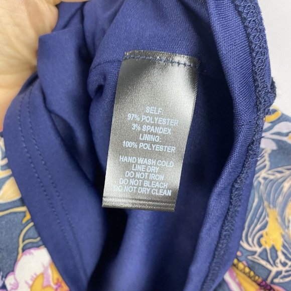 Lulus Aura Floral Ruffle Hem Satin Mini Skirt Navy Blue Womens Size Small - Picture 4 of 6